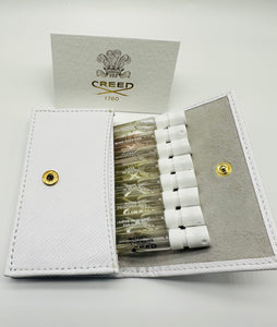 Creed-Women’s Luxury Fragrance White Leather Wallet Discovery Set 8x1.7ml NIB Authentic !